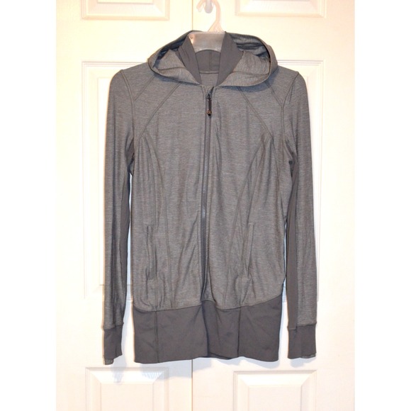 Lululemon Full Zip Lightweight Hoodie Jacket Womens 10 Gray Active Yoga Athletic - Picture 2 of 14